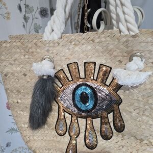 Woven Tote Bag with Eye Design